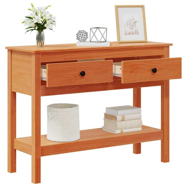 Konsolentisch Wachsbraun 100 x 35 x 75 cm Massives Kiefernholz