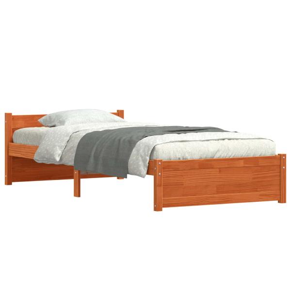 Bettrahmen Wachsbraun 195,5 x 80,5 x 51 cm Massives Kiefernholz