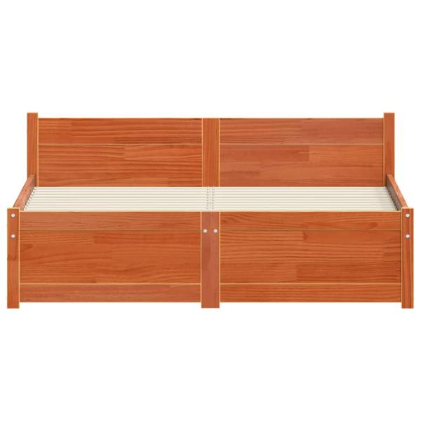 Bettrahmen mit Kopfteil Wachsbraun 205,5 x 125,5 x 51 cm