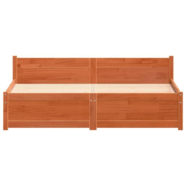 Bettrahmen mit Kopfteil Wachsbraun 205,5 x 145,5 x 51 cm