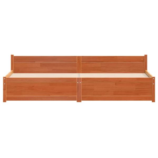 Bettrahmen mit Kopfteil Wachsbraun 205,5 x 205,5 x 51 cm