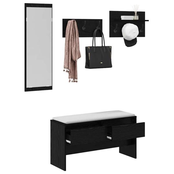 Flurmöbel-Set 4 stk. Schwarz Eichen-Optik 90 x 31 x 46,5 cm