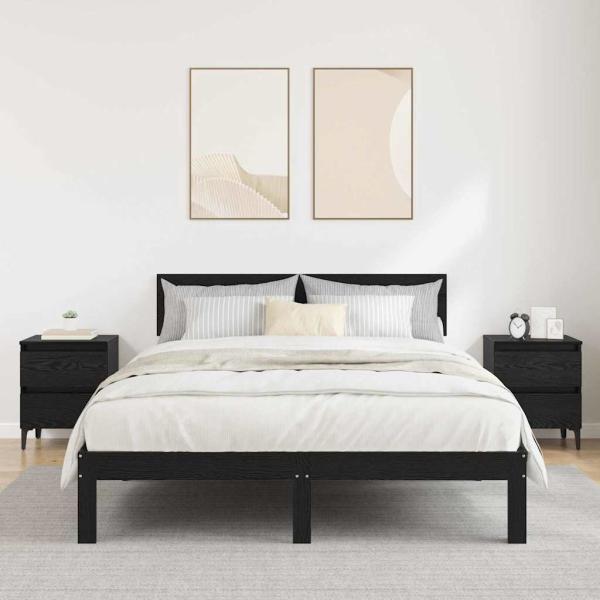 ARDEBO.de - Nachttisch 2 stk. Schwarz Eichen-Optik 40 x 35 x 50 cm