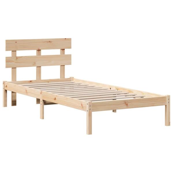 Bettgestell mit Kopfteil Braun 75 x 190 cm Massivholz Kiefer
