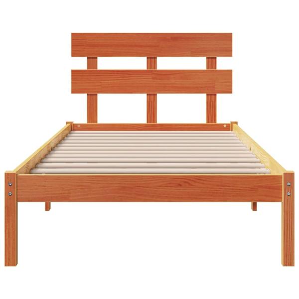 Bettgestell mit Kopfteil Braun 75 x 190 cm Massivholz Kiefer