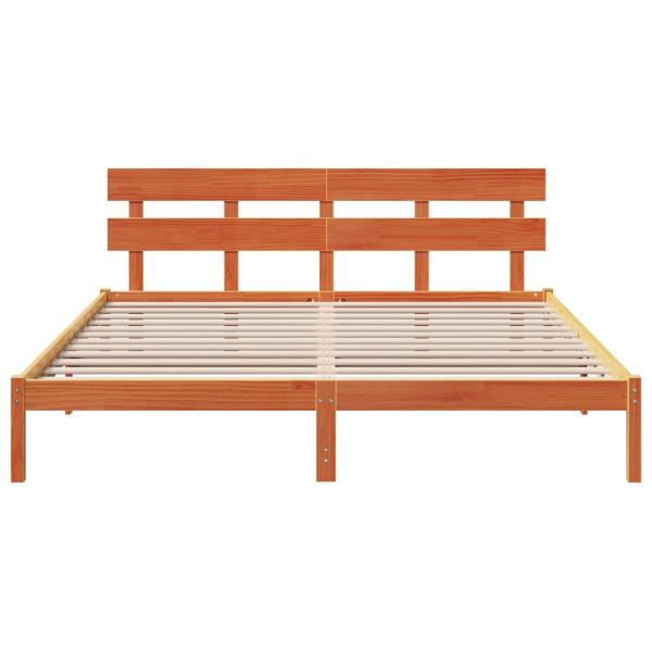 Bettgestell mit Kopfteil Braun 200 x 200 cm Massivholz Kiefer