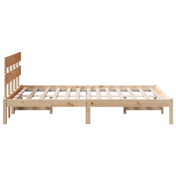Bettgestell mit Kopfteil Braun 135 x 190 cm Massivholz Kiefer