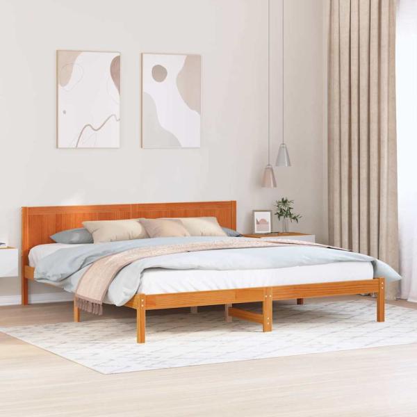 ARDEBO.de - Bettgestell Braun 200 x 200 cm Massivholz Kiefer