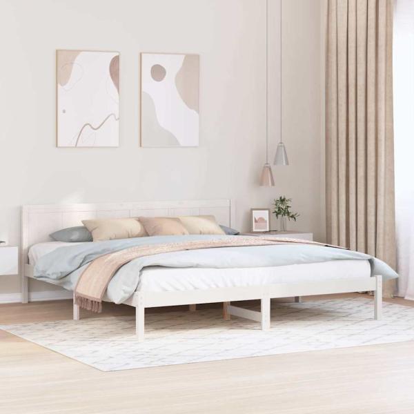 ARDEBO.de - Bettgestell Weiß 180 x 200 cm Massivholz Kiefer