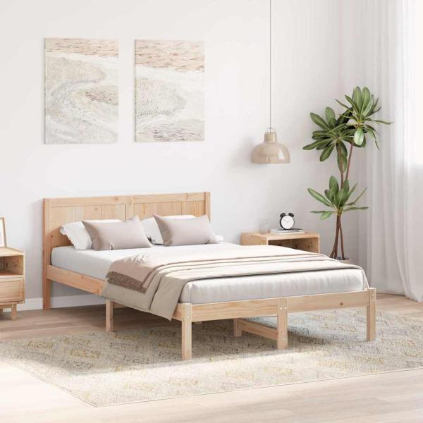 Bettgestell Braun 135 x 190 cm Massivholz Kiefer