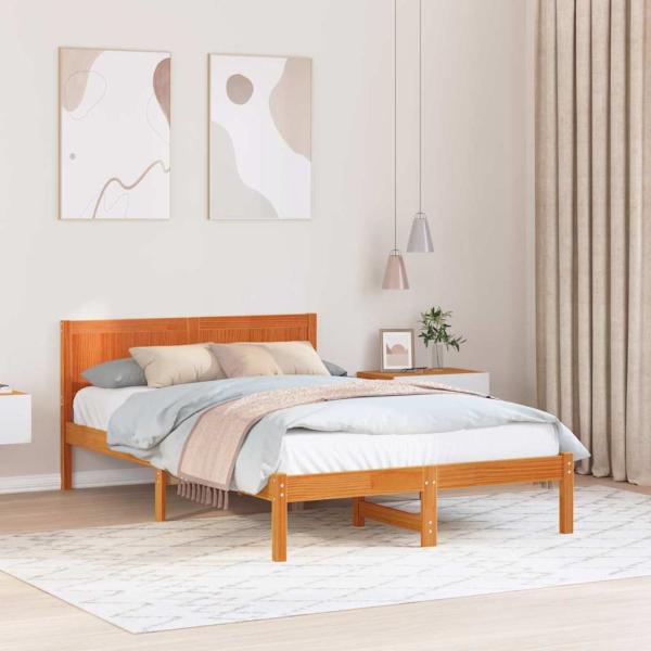 ARDEBO.de - Bettgestell Braun 135 x 190 cm Massivholz Kiefer