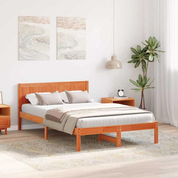 Bettgestell Braun 135 x 190 cm Massivholz Kiefer