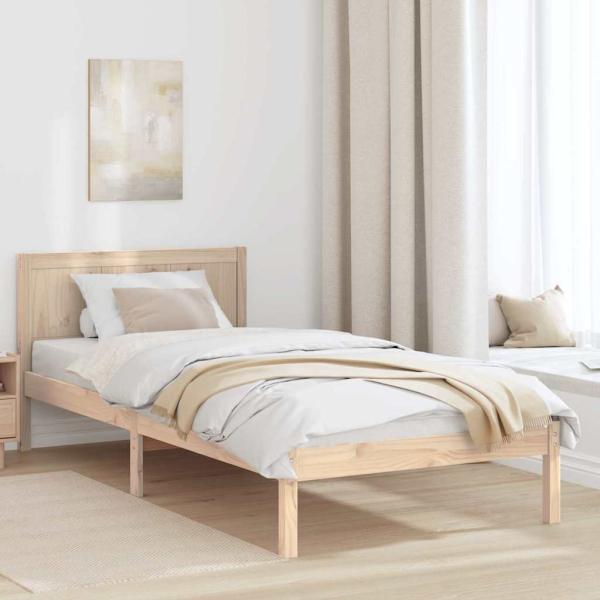 ARDEBO.de - Bettgestell Braun 90 x 200 cm Massivholz Kiefer