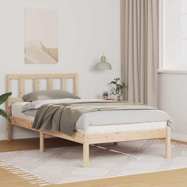 ARDEBO.de - Bettrahmen mit Kopfteil Braun 90 x 200 cm Massives Kiefernholz