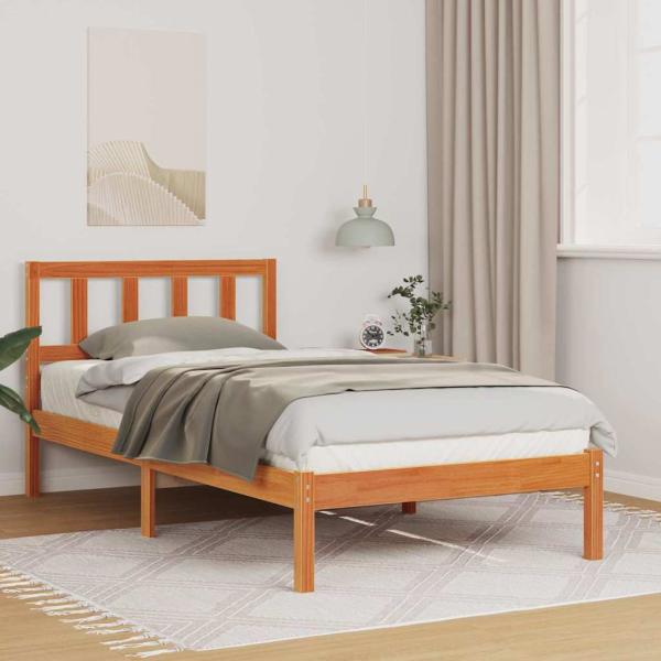 ARDEBO.de - Bettrahmen Wachsbraun 100 x 200 cm Massives Kiefernholz
