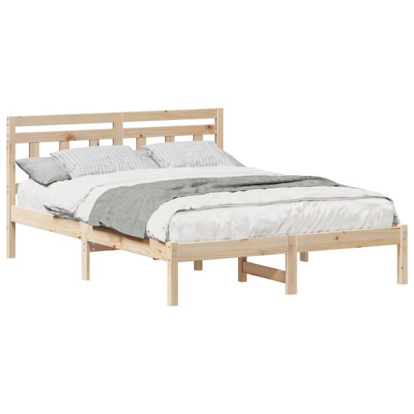 Bettrahmen Braun 135 x 190 cm Massives Kiefernholz