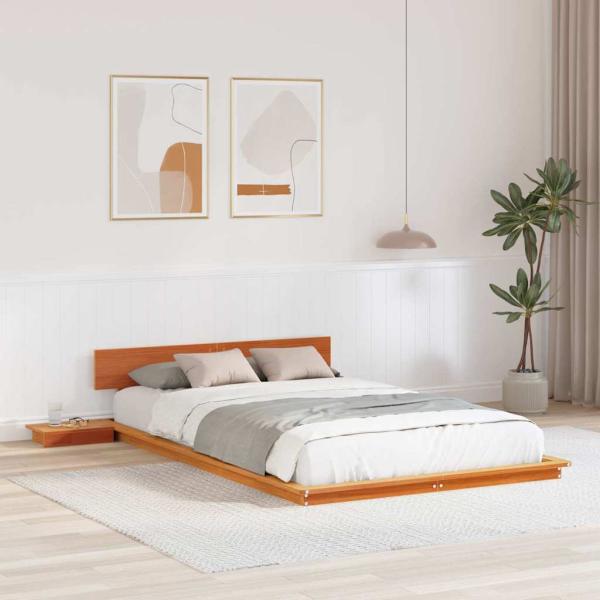 ARDEBO.de - Bettgestell Braun 135 x 190 cm Holz