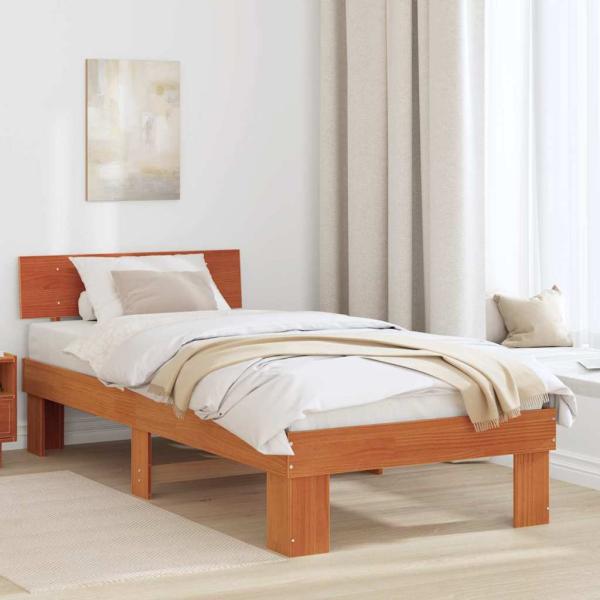 ARDEBO.de - Bettrahmen Wachsbraun 75 x 190 cm Massives Kiefernholz