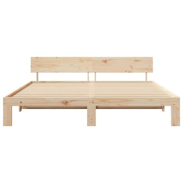 Bettrahmen mit Kopfteil Natur 200 x 200 cm Massives Kiefernholz