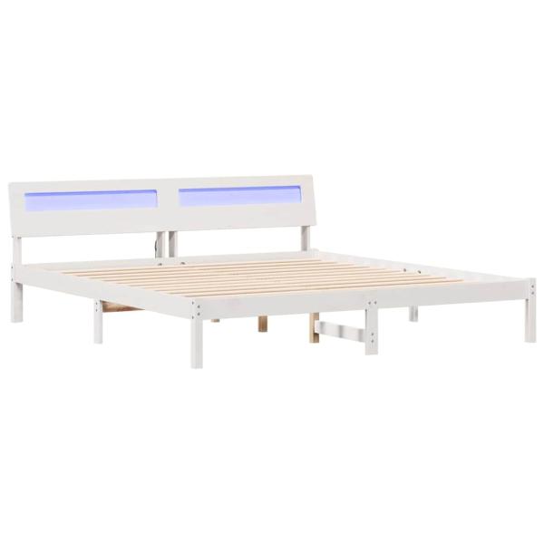 Bettrahmen mit Kopfteil Weiß 180 x 200 cm Massives Kiefernholz