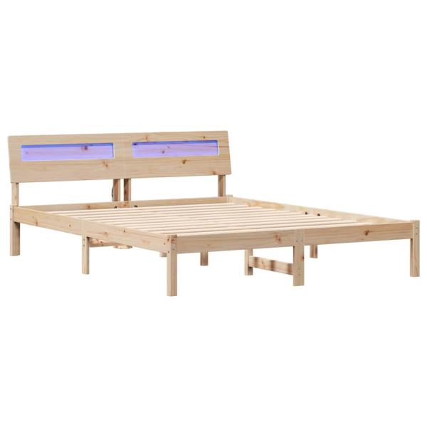 Bettrahmen mit Kopfteil Braun 160 x 200 cm Massives Kiefernholz