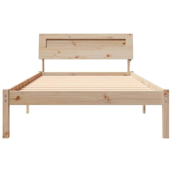 Bettrahmen mit Kopfteil Braun 75 x 190 cm Massives Kiefernholz