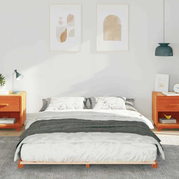 Bettrahmen Wachsbraun 140 x 220 cm Massives Kiefernholz