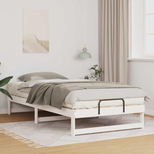 ARDEBO.de - Bettrahmen Weiß 100 x 210 cm Massives Kiefernholz