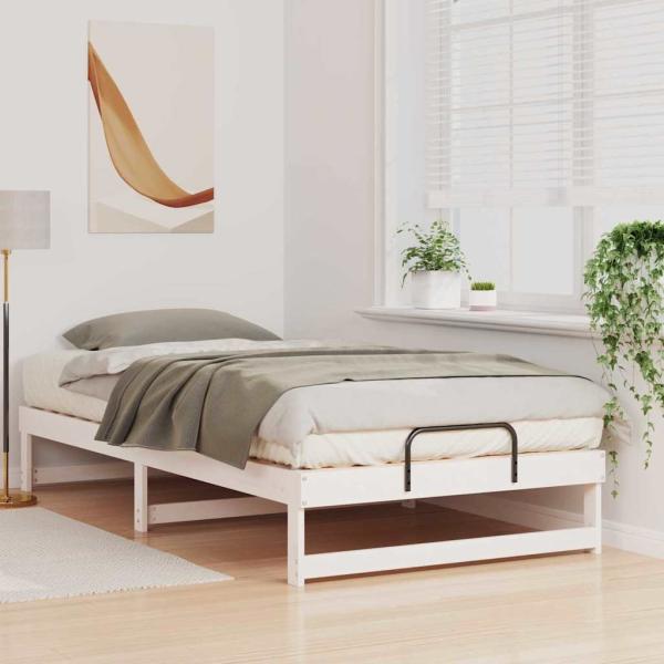 Bettrahmen Weiß 100 x 210 cm Massives Kiefernholz