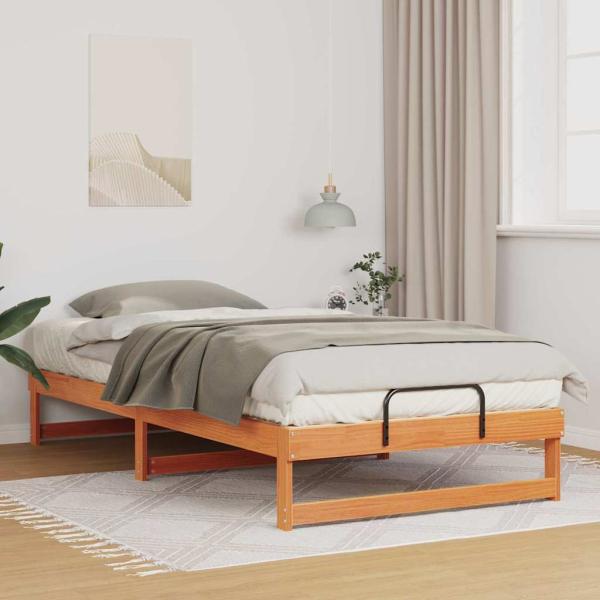 ARDEBO.de - Bettrahmen Braun 100 x 210 cm Massives Kiefernholz