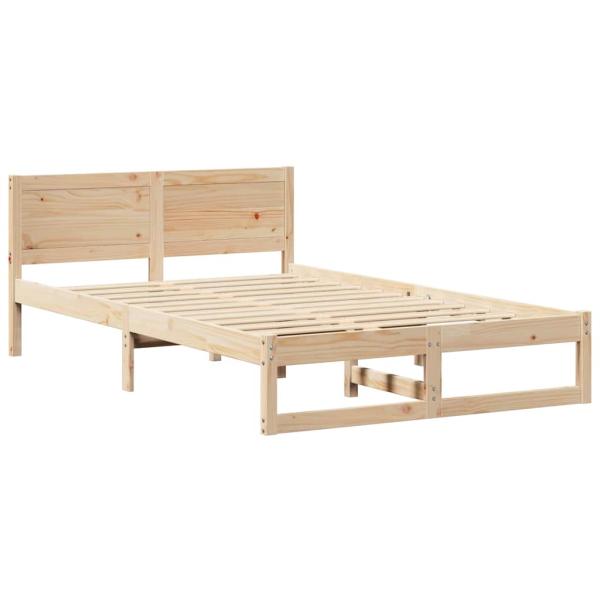 Bettrahmen mit Kopfteil Natur 140 x 190 cm Massives Kiefernholz