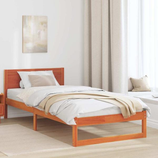 ARDEBO.de - Bettrahmen Wachsbraun 90 x 190 cm Massives Kiefernholz