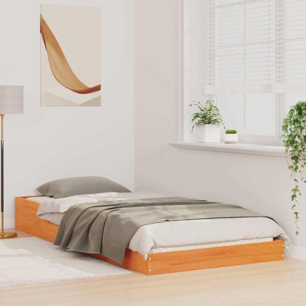 Bettrahmen Wachsbraun 100 x 220 cm Massives Kiefernholz