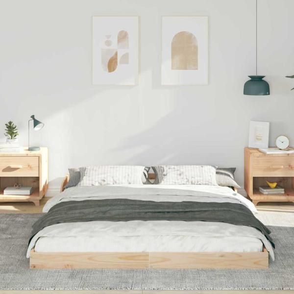 Bettrahmen Braun 140 x 220 cm Massives Kiefernholz