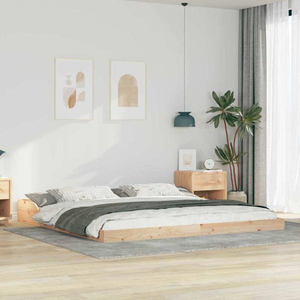 ARDEBO.de - Bettrahmen Braun 200 x 220 cm Massives Kiefernholz