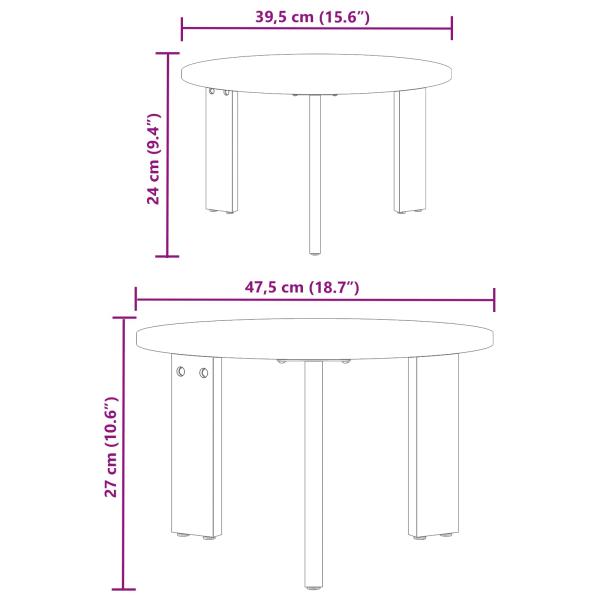 Couchtisch 2 stk. Natur 47,5 x 47,5 x 27 cm Massivholz Kiefer