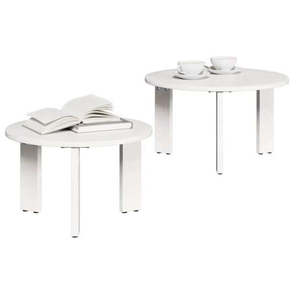 Couchtisch 2 stk. Weiß 47,5 x 47,5 x 27 cm Massivholz Kiefer