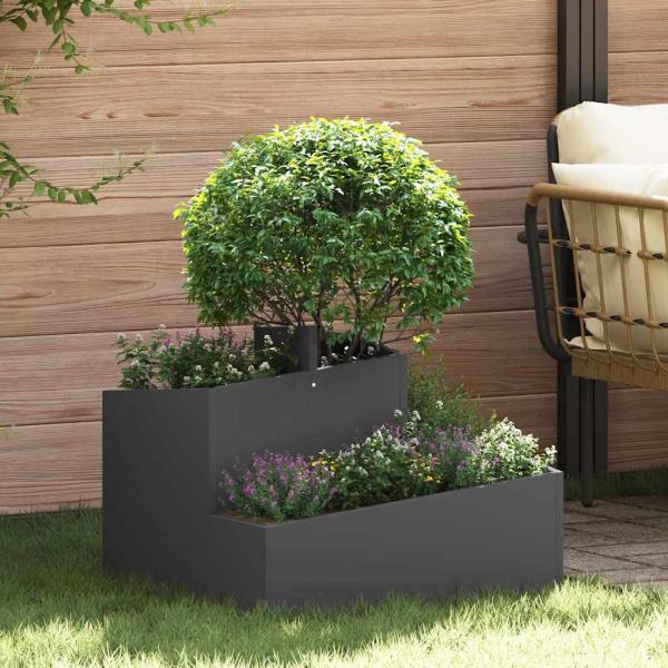 ARDEBO.de - Garten-Pflanzgefäß Schwarz 60 x 60 x 50 cm Kaltgewalzter Stahl