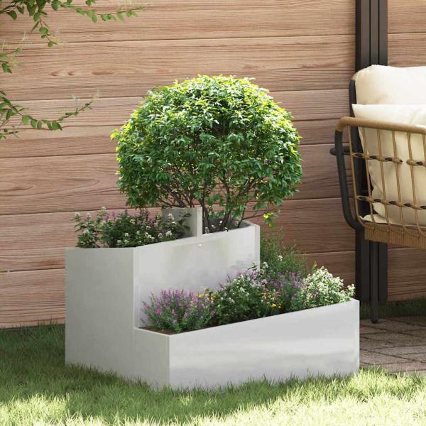 ARDEBO.de - Garten-Pflanzgefäß Silber 60 x 60 x 50 cm Edelstahl