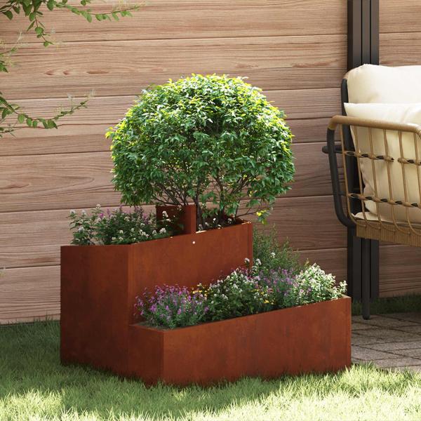 ARDEBO.de - Garten-Pflanzgefäß Rostoptik 60 x 60 x 50 cm Wetterfeststahl
