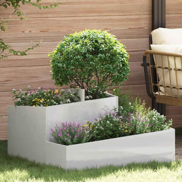 ARDEBO.de - Garten-Pflanzgefäß Silber 80 x 80 x 50 cm Edelstahl