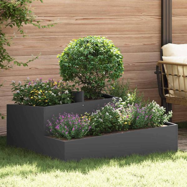 ARDEBO.de - Garten-Pflanzgefäß Schwarz 100 x 100 x 50 cm