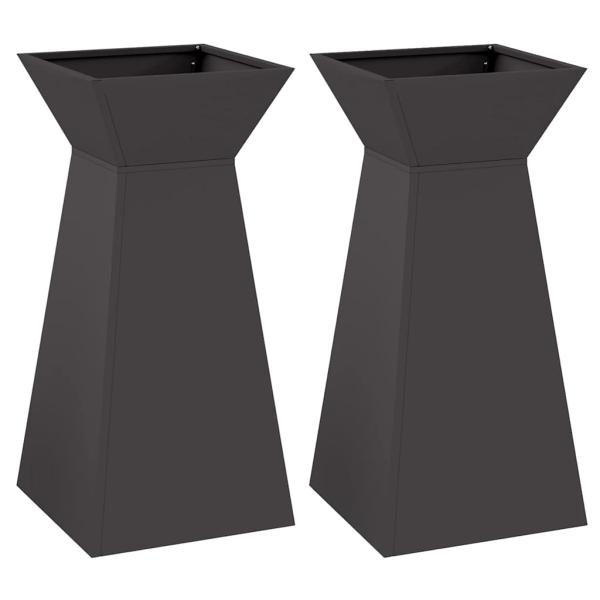 Säulen Pflanzer 2 stk. Schwarz 35 x 35 x 73 cm