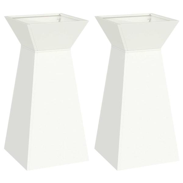 Säulen Pflanzer 2 stk. Weiß 35 x 35 x 73 cm Kaltgewalzter Stahl
