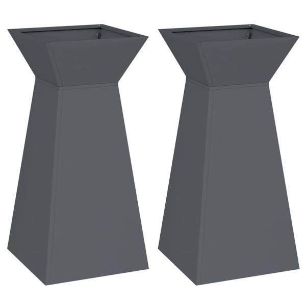 Säulen Pflanzer 2 stk. Anthrazit 35 x 35 x 73 cm
