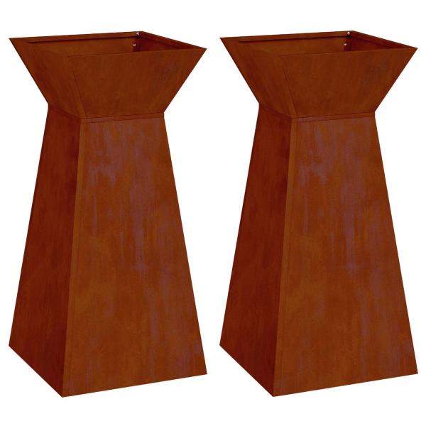Säulen Pflanzer 2 stk. Rostoptik 35 x 35 x 73 cm