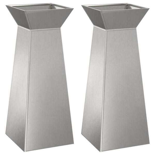 Säulen Pflanzer 2 stk. Silber 40 x 40 x 100 cm Edelstahl