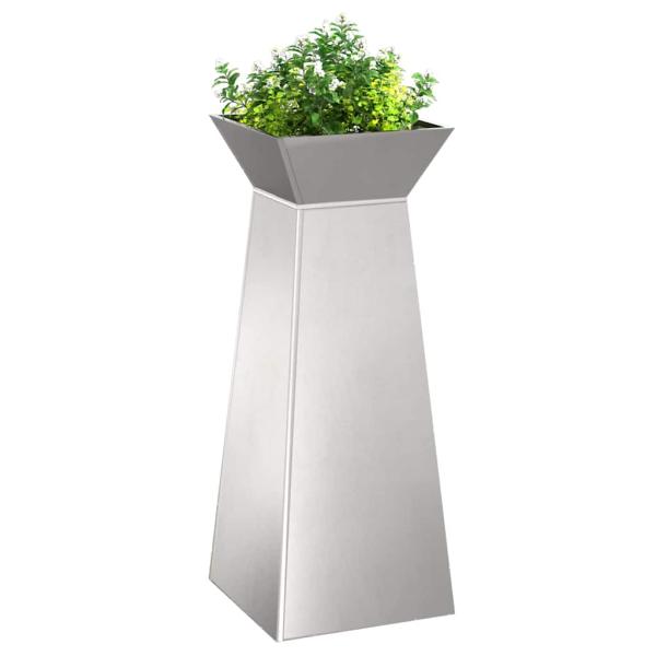 Säulen Pflanzer 2 stk. Silber 40 x 40 x 100 cm Edelstahl