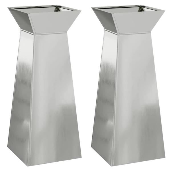 Säulen Pflanzer 2 stk. Silber 40 x 40 x 100 cm Verzinkter Stahl