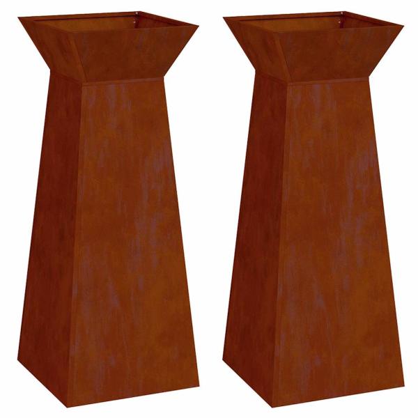 Säulen Pflanzer 2 stk. Rostoptik 40 x 40 x 100 cm